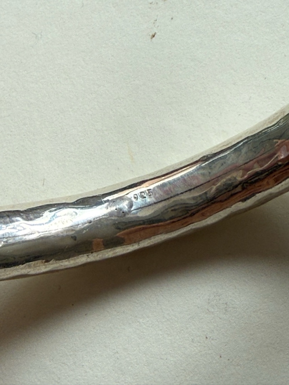 Sterling Silver Hammered Bangle Bracelet - Picture 5 of 9